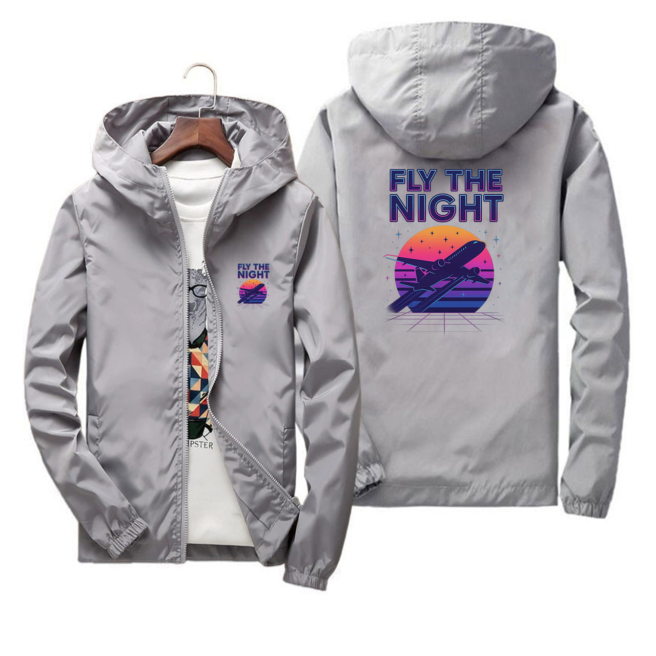 Fly The Night Designed Thin Windbreaker Jackets
