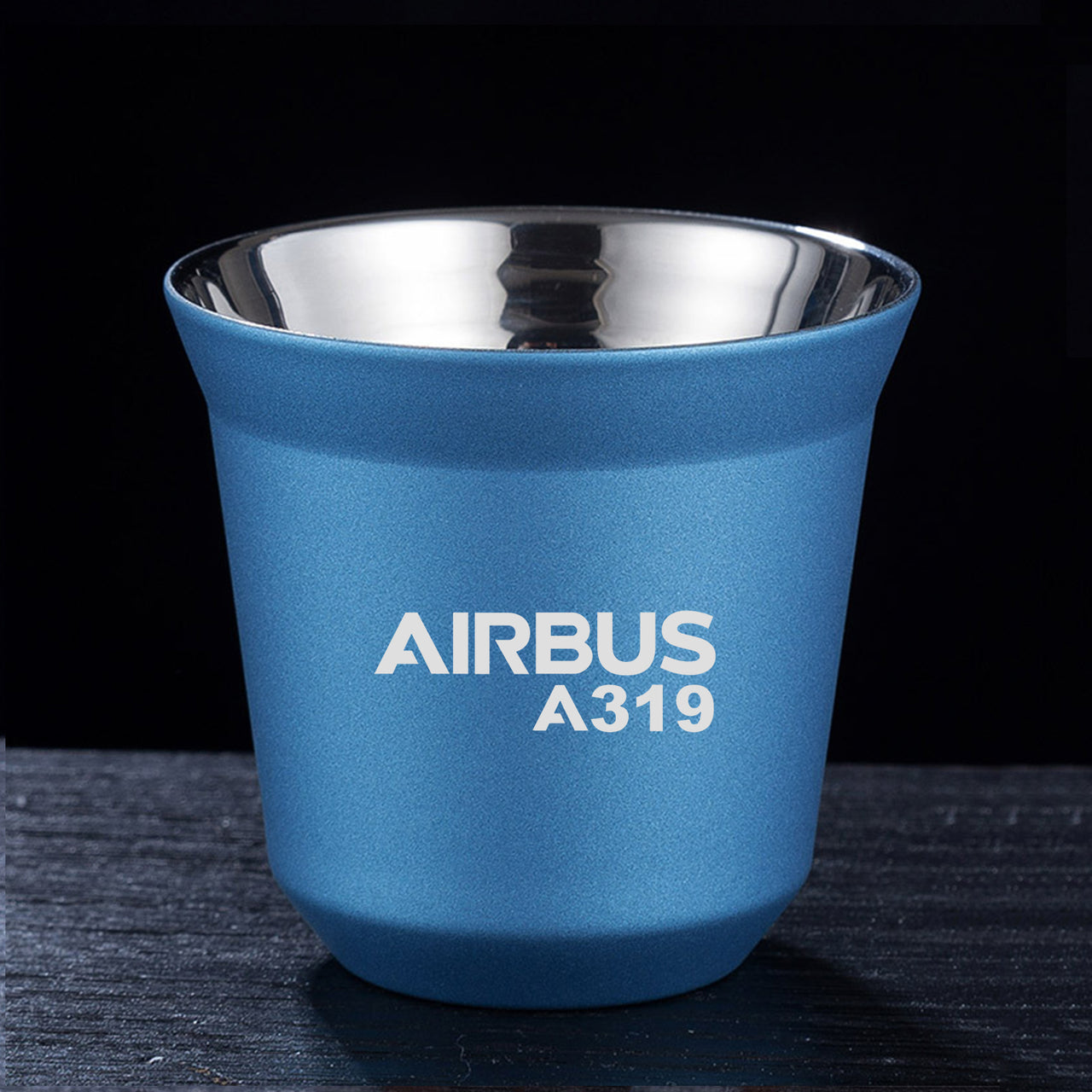 Airbus A319 & Text Designed Double Wall Stainless Steel Coffee Mugs