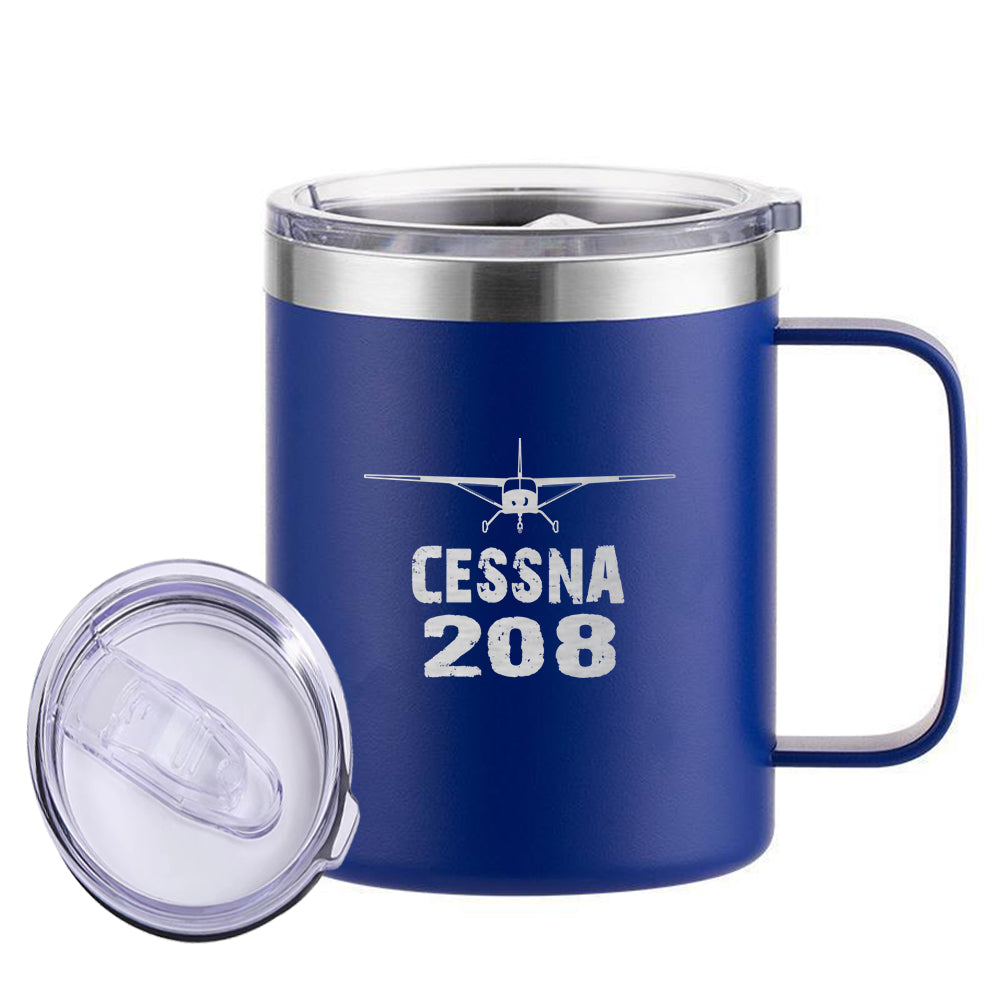 Cessna 208 & Plane Designed Stainless Steel Laser Engraved Mugs