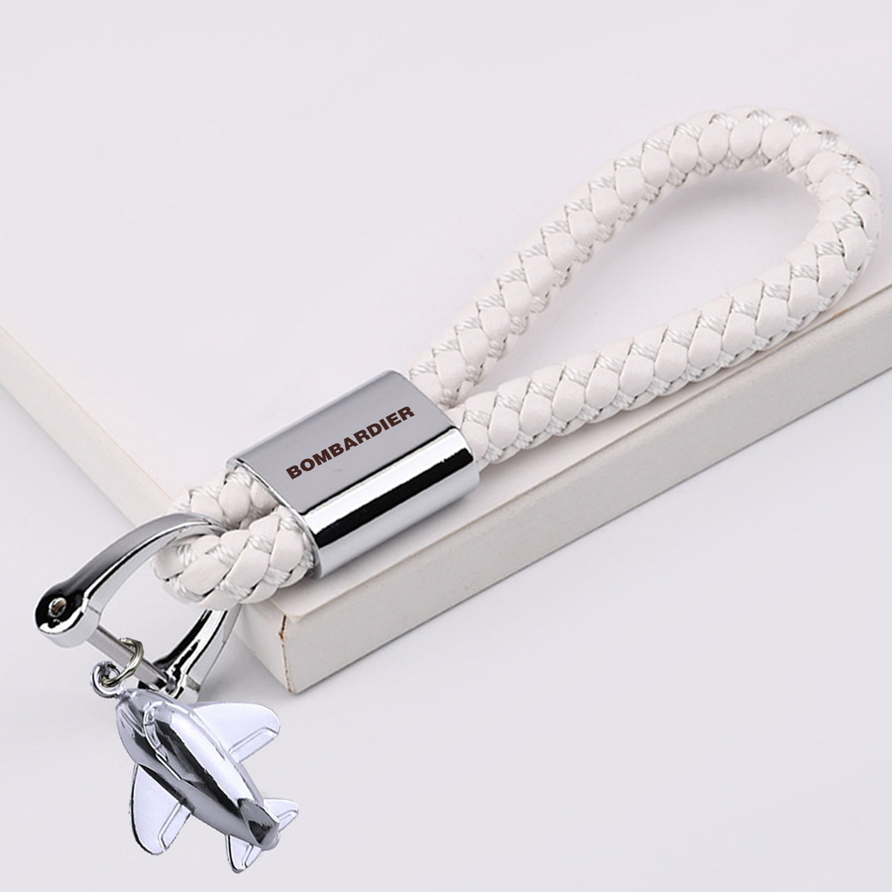 Bombardier & Text Designed Leather Car Key Chains