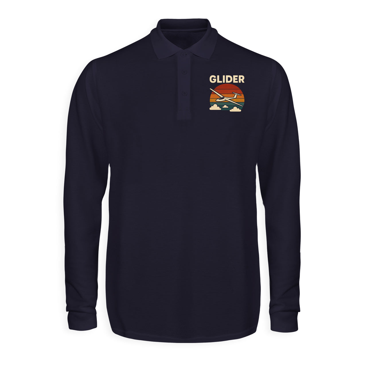 Retro I Love Gliding Designed Long Sleeve Polo T-Shirts