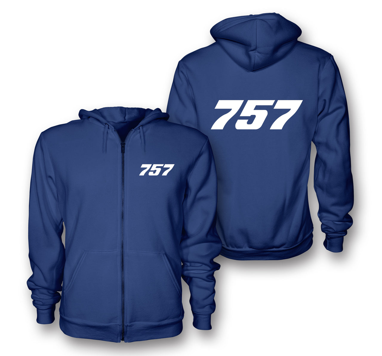 757 Flat Text Designed Zipped Hoodies