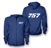 Thumbnail for 757 Flat Text Designed Zipped Hoodies