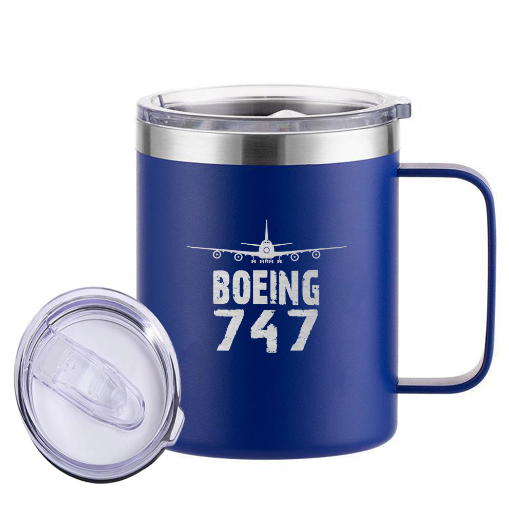 Boeing 747 & Plane Designed Stainless Steel Laser Engraved Mugs