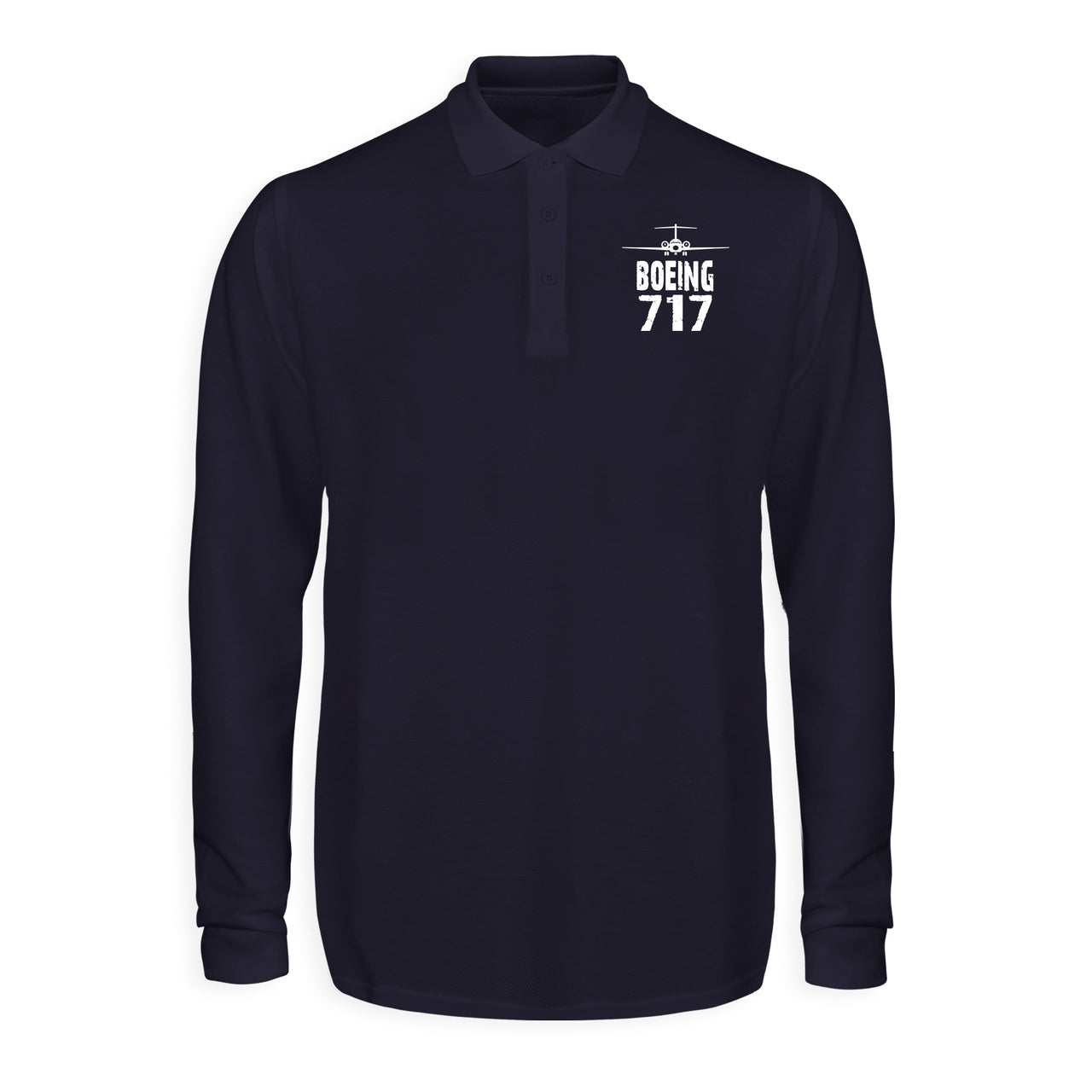 Boeing 717 & Plane Designed Long Sleeve Polo T-Shirts