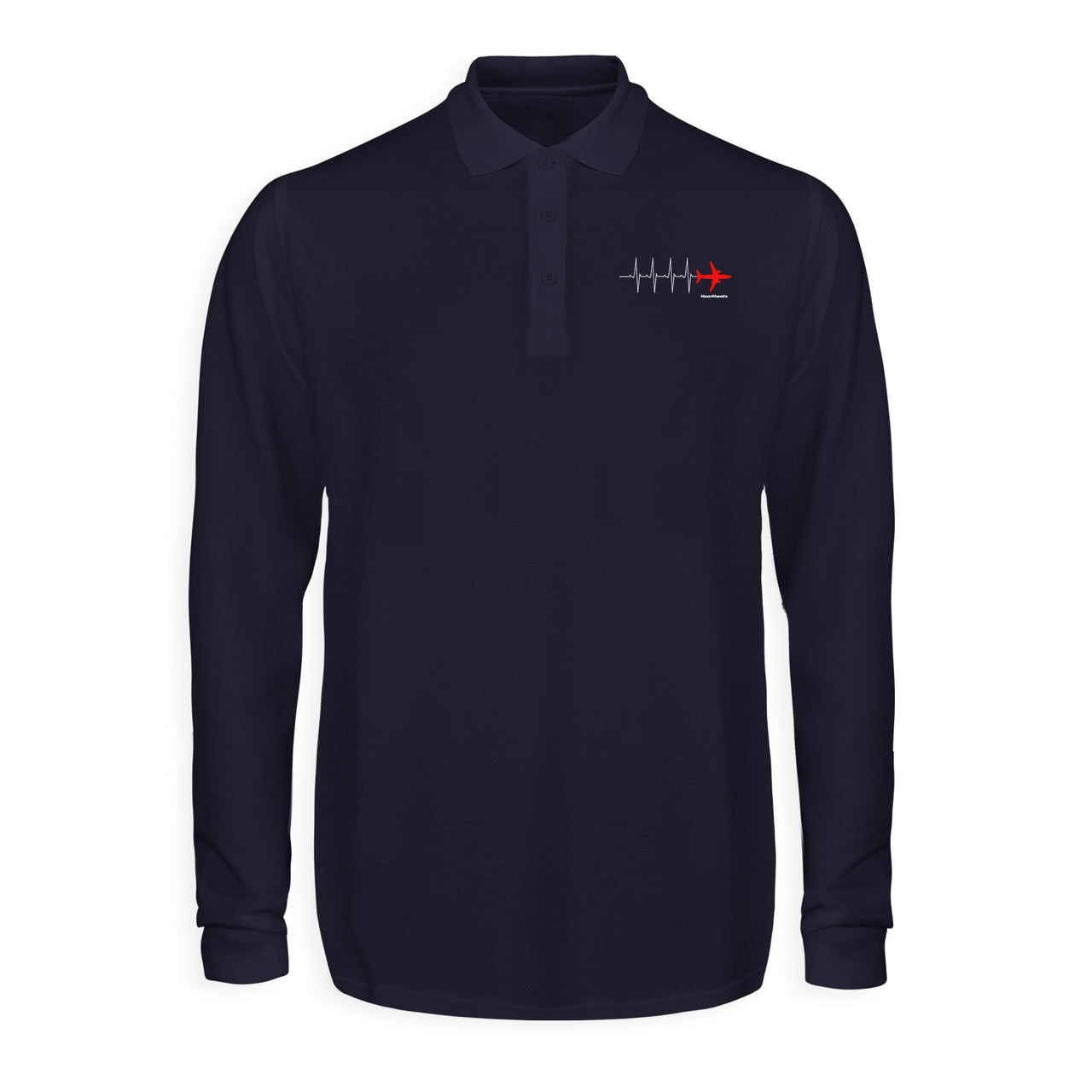 Aviation Heartbeats Designed Long Sleeve Polo T-Shirts