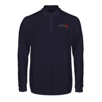 Thumbnail for Aviation Heartbeats Designed Long Sleeve Polo T-Shirts