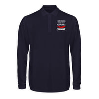 Thumbnail for I Don't Always Stop and Look at Airplanes Designed Long Sleeve Polo T-Shirts
