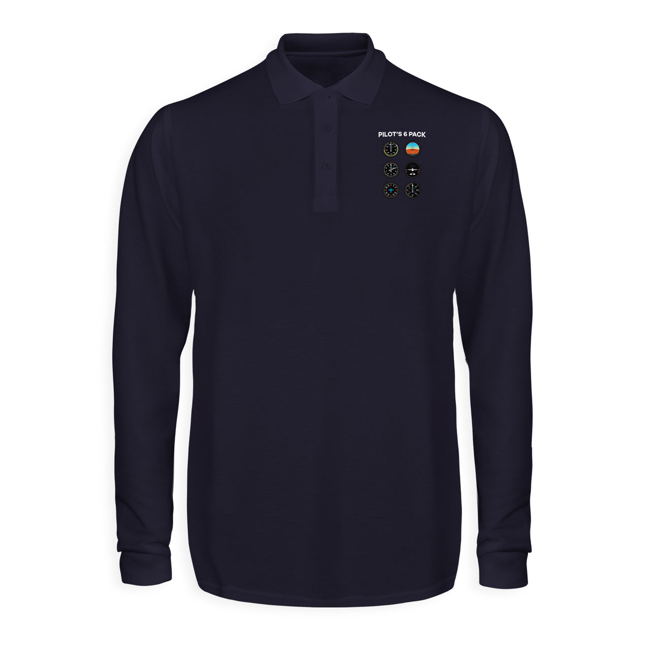 Pilot's 6 Pack Designed Long Sleeve Polo T-Shirts