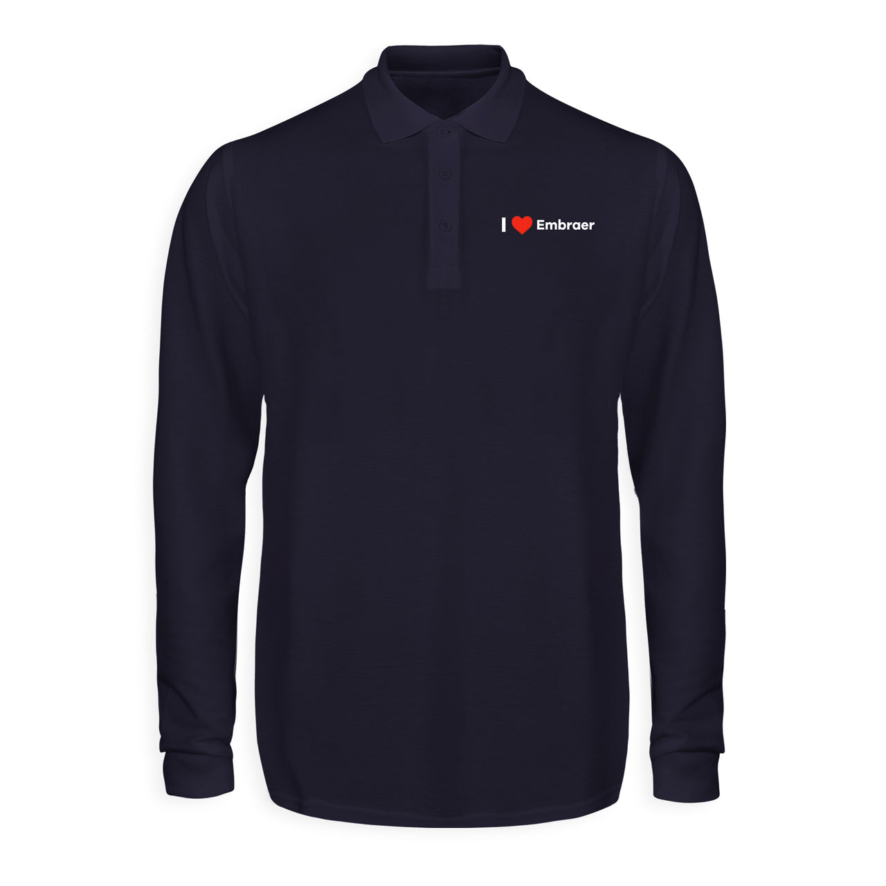 I Love Embraer Designed Long Sleeve Polo T-Shirts