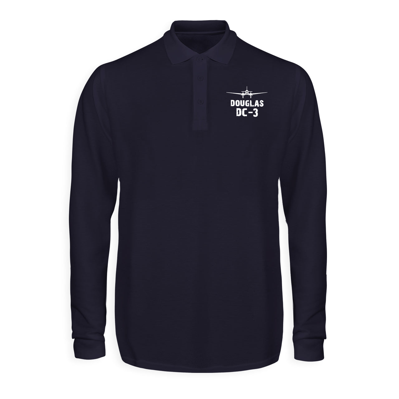 Douglas DC-3 & Plane Designed Long Sleeve Polo T-Shirts