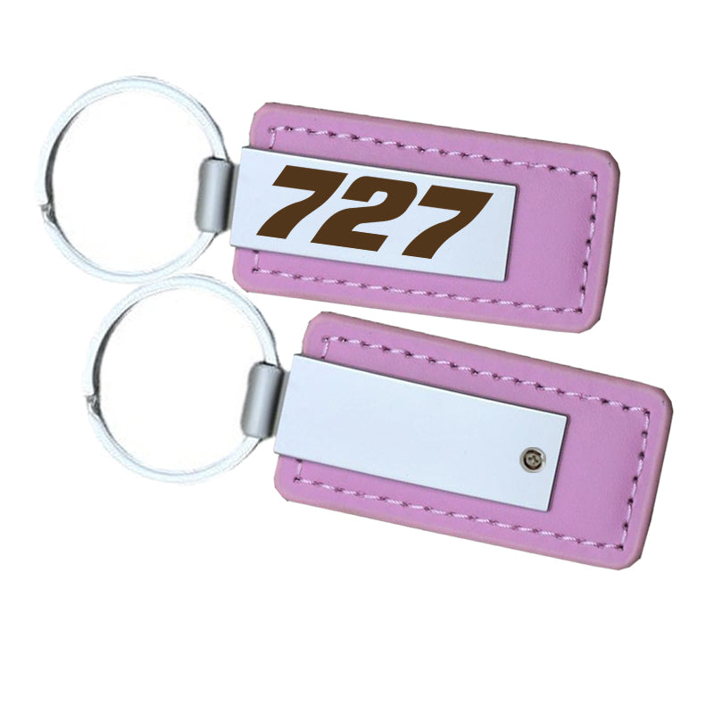 727 Flat Text Faux Leather Key Chains