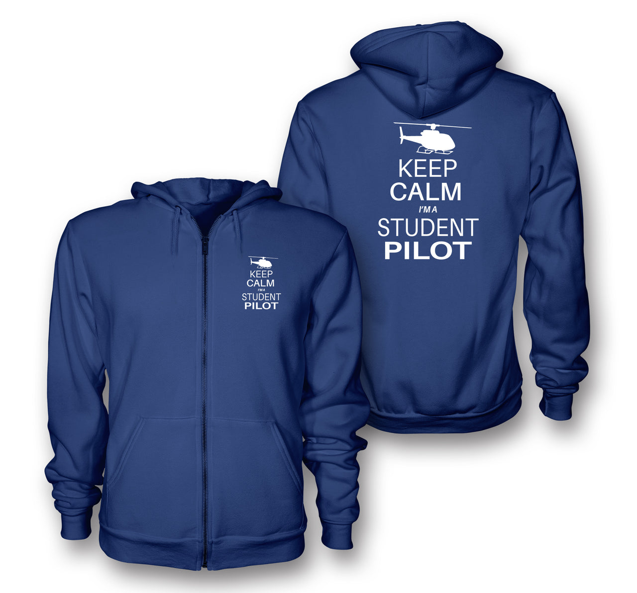 Student Pilot (Helicopter) Designed Zipped Hoodies