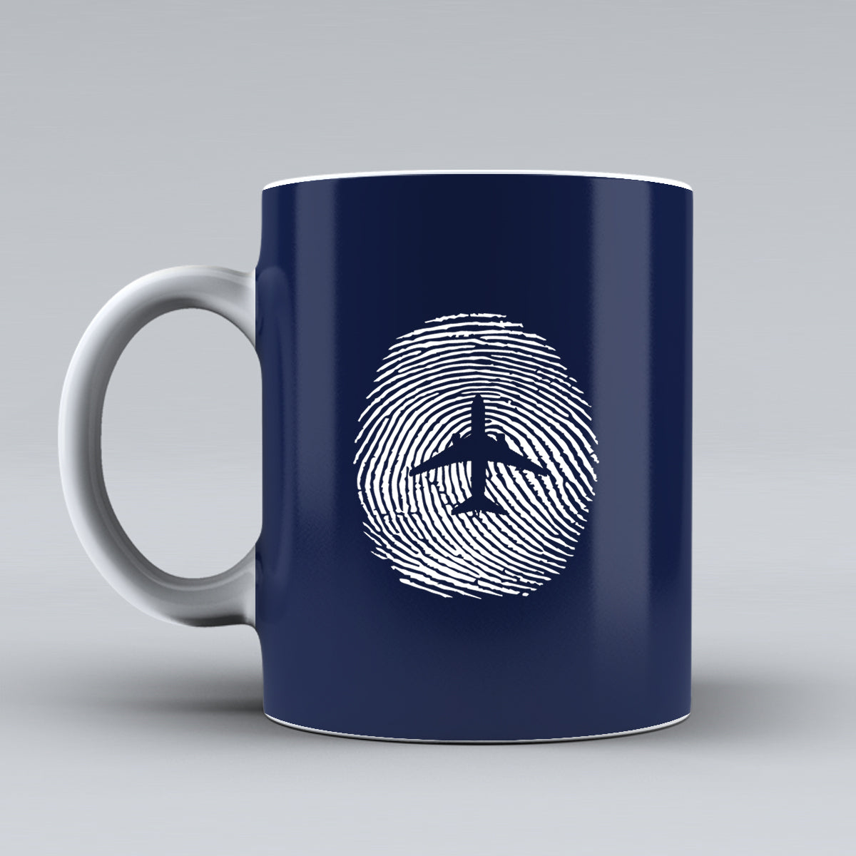 Aviation Finger Print Designed Ceramic White Mugs