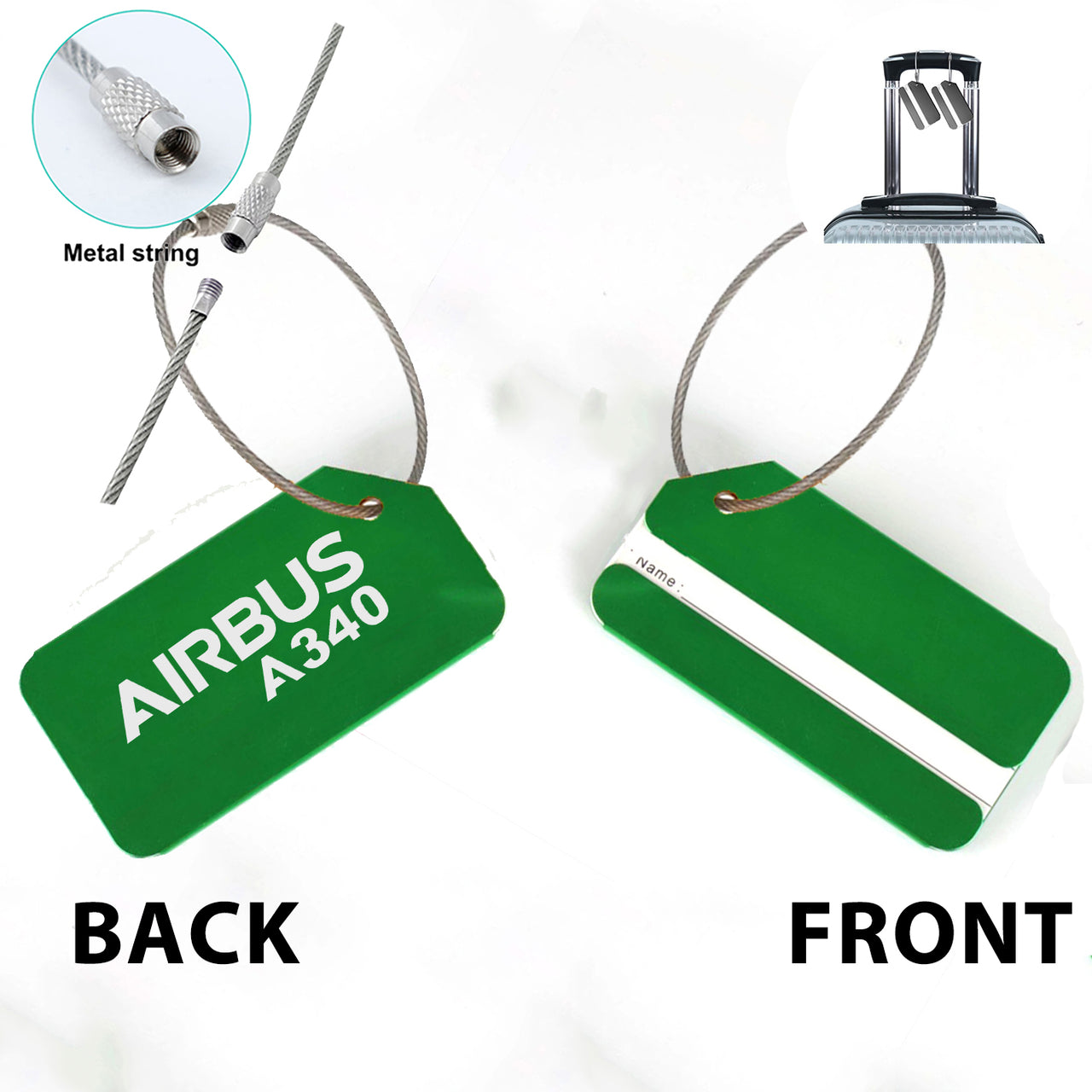 Airbus A340 & Text Designed Fashion Metal Luggage Tags