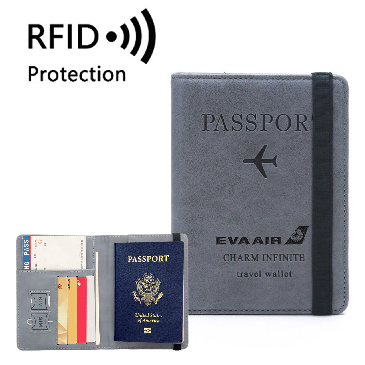 EVA Air Airlines Designed Passport Cover Travel Wallet Passport Holder