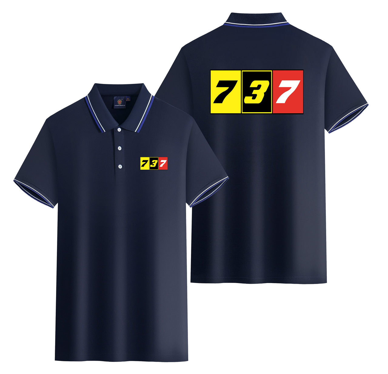 Flat Colourful 737 Designed Stylish Polo T-Shirts (Double-Side)