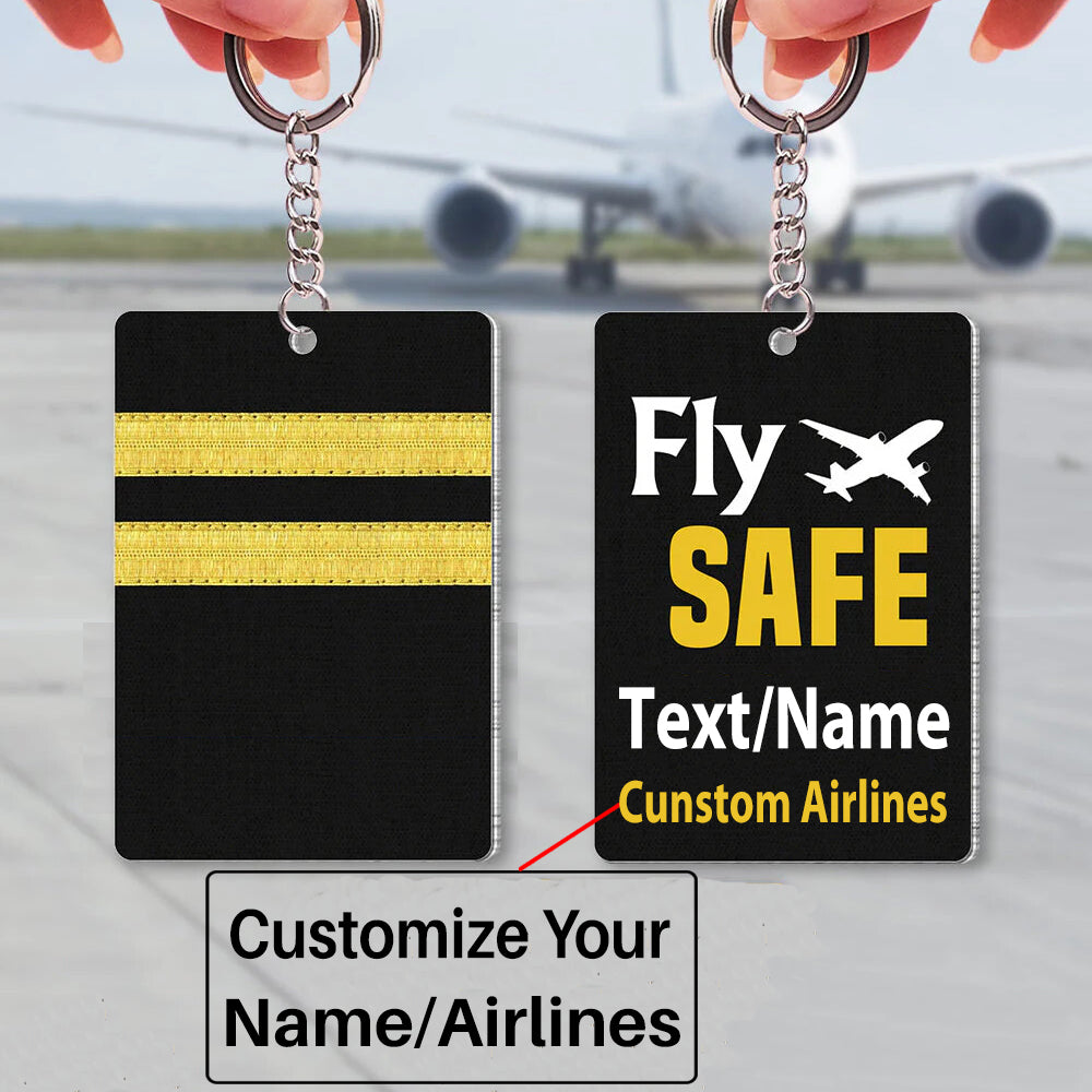 Pilot Epaulette (Golden) & Fly SAFE Uniform Acrylic Keychain