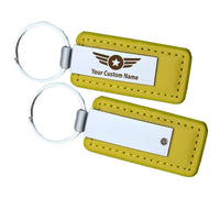 Thumbnail for Custom Name (Badge 4) Faux Leather Key Chains