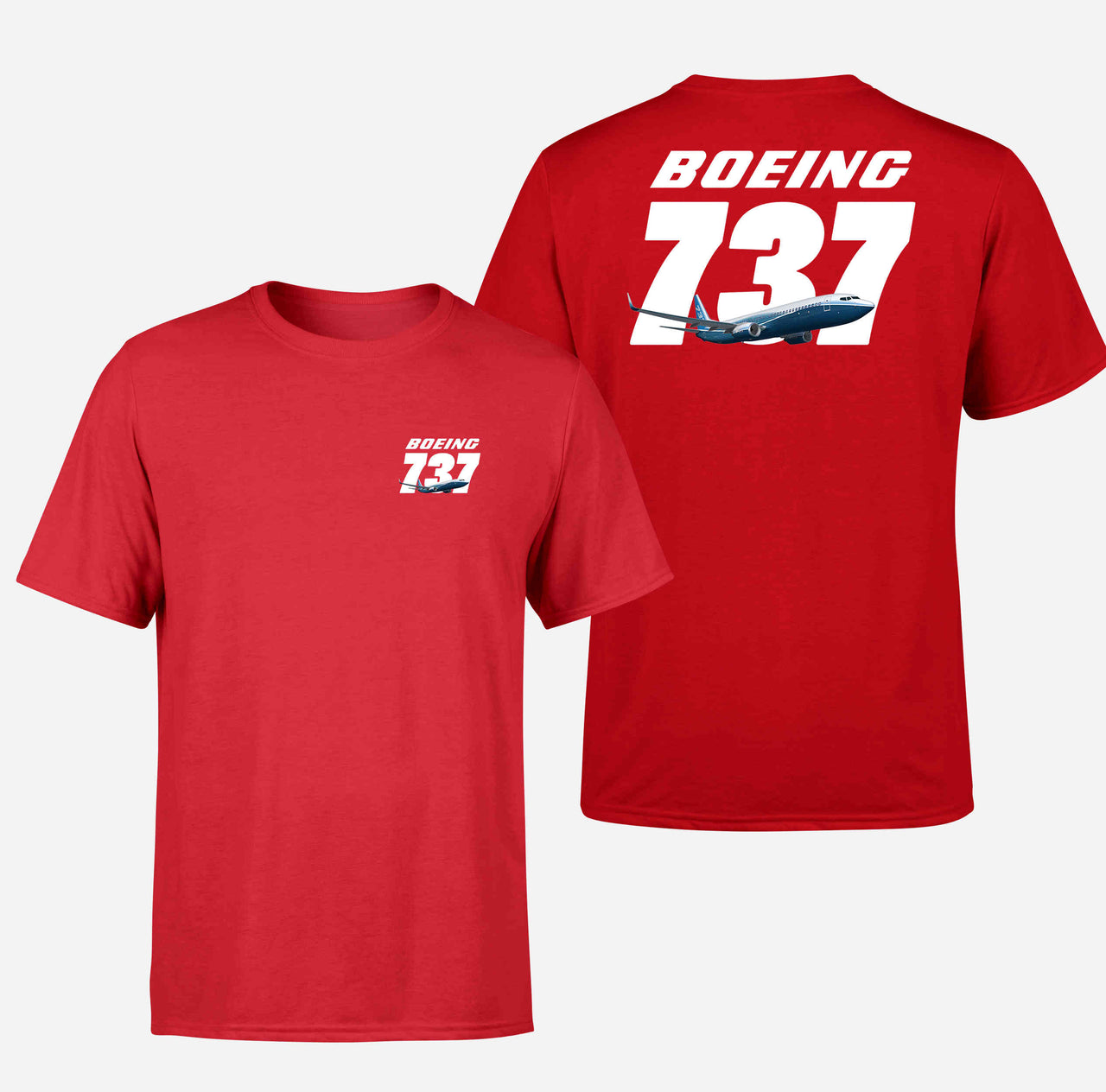 Super Boeing 737+Text Designed Double-Side T-Shirts