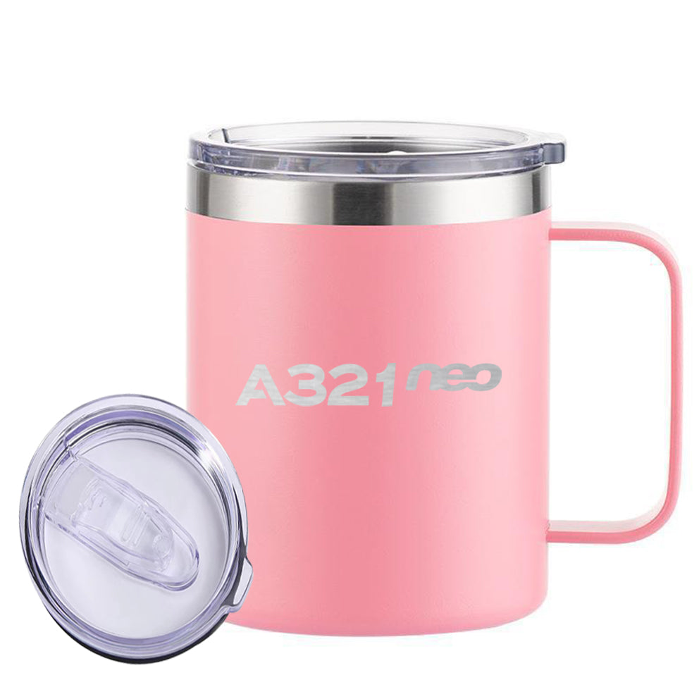 A321neo & Text Designed Stainless Steel Laser Engraved Mugs