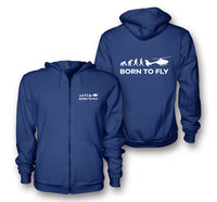 Thumbnail for Born To Fly Helicopter Designed Zipped Hoodies