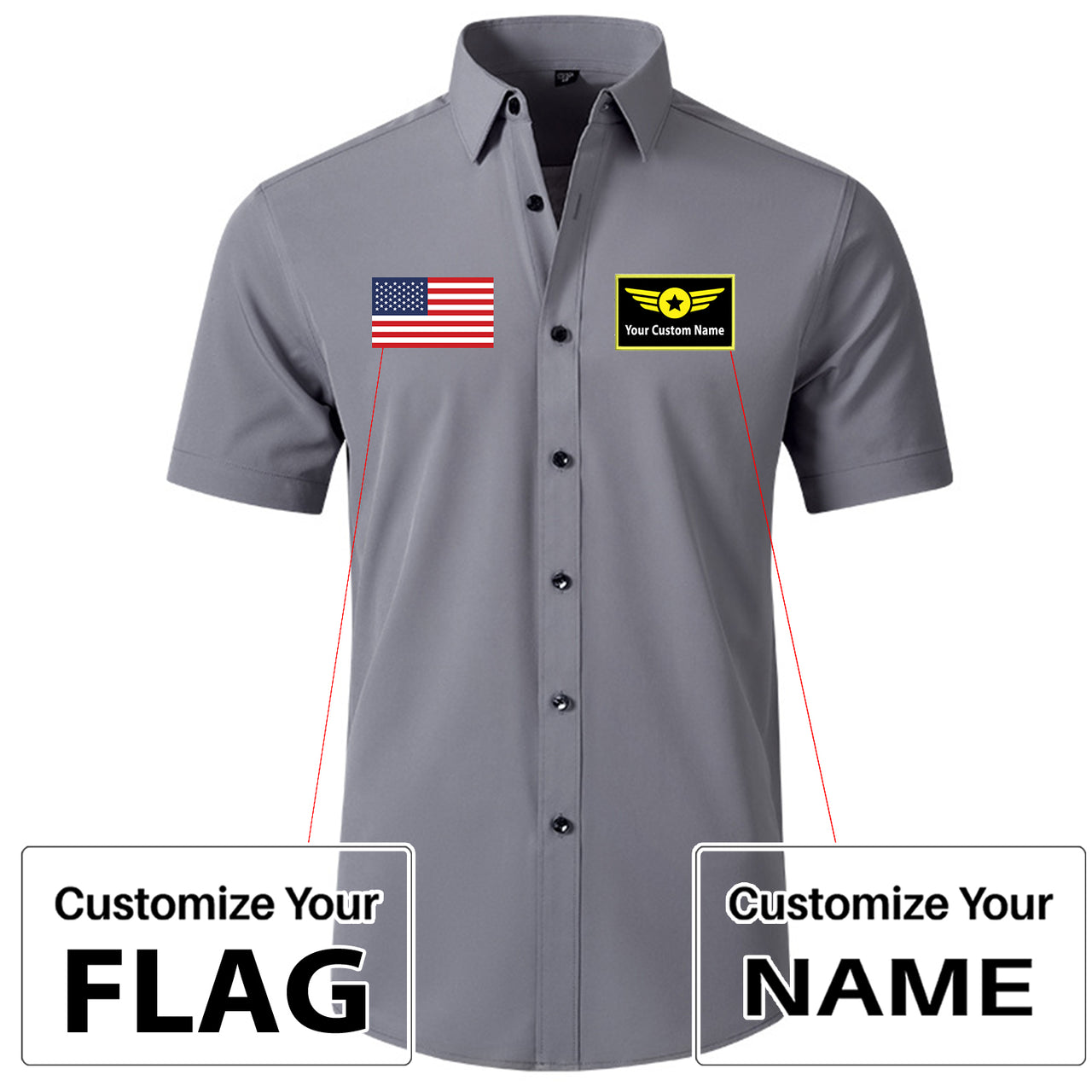 Custom Flag & Name with Special Badge Design Super Quality Short Sleeve Shirts