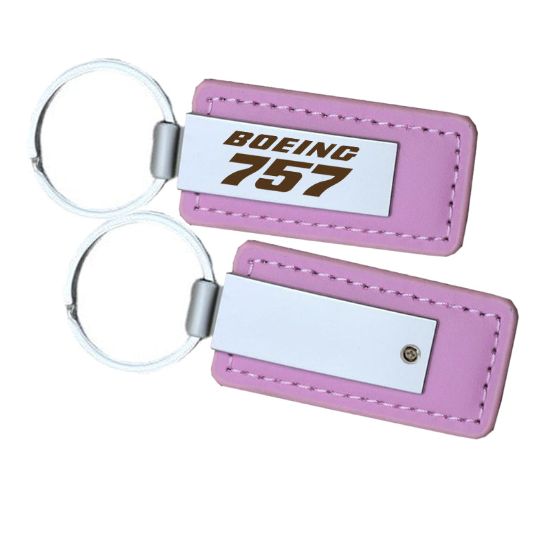 Boeing 757 & Text Faux Leather Key Chains