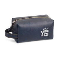 Thumbnail for Airbus A321 & Plane Designed Leather Clutch Toiletry Bag