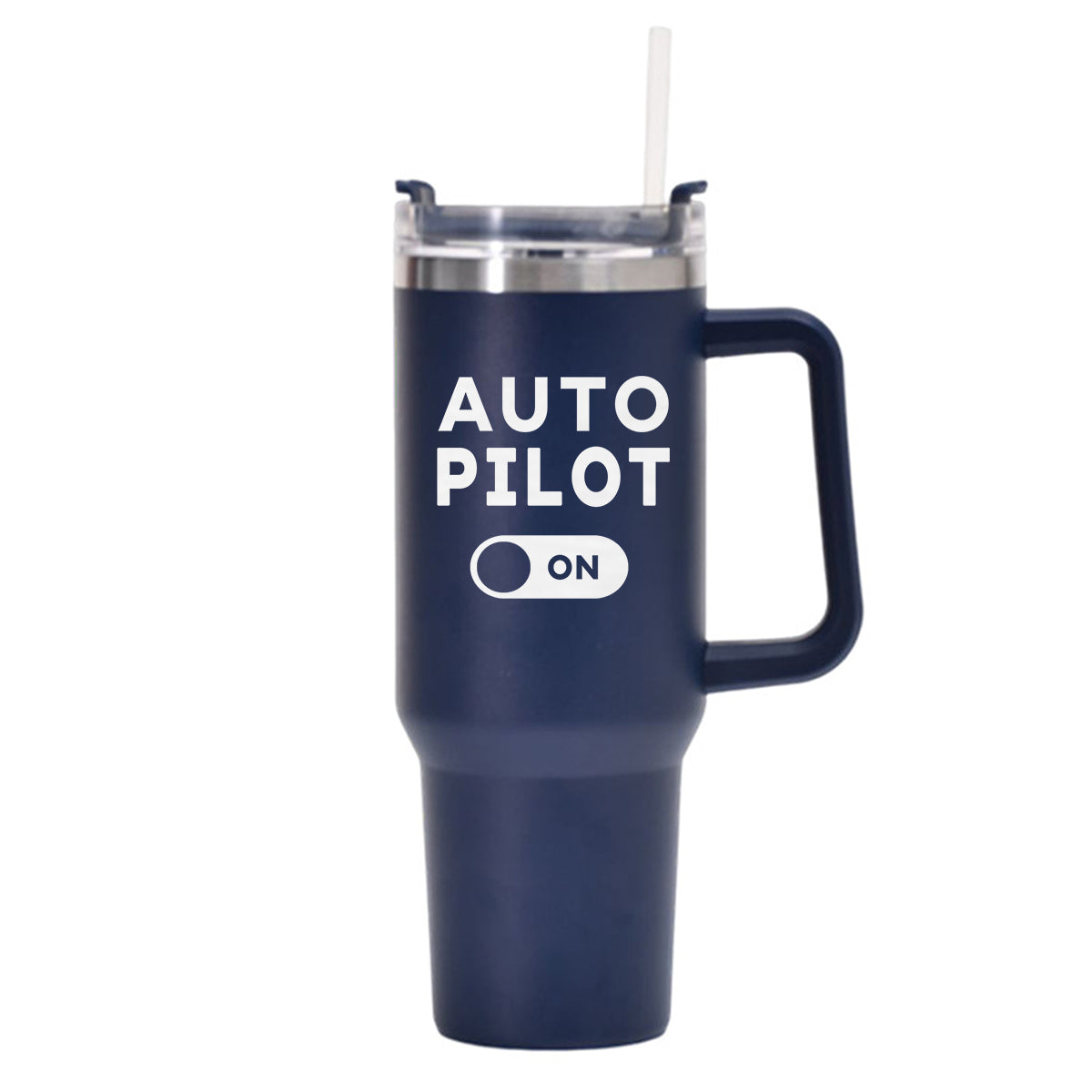 Auto Pilot ON Designed 40oz Stainless Steel Car Mug With Holder