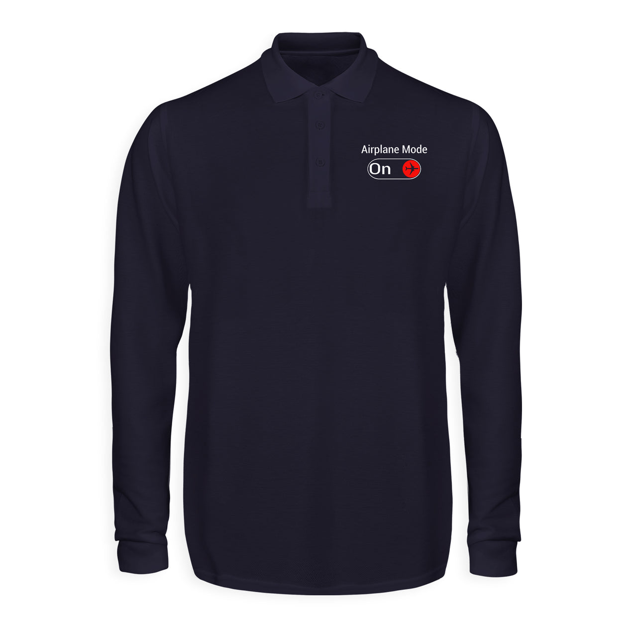 Airplane Mode On Designed Long Sleeve Polo T-Shirts