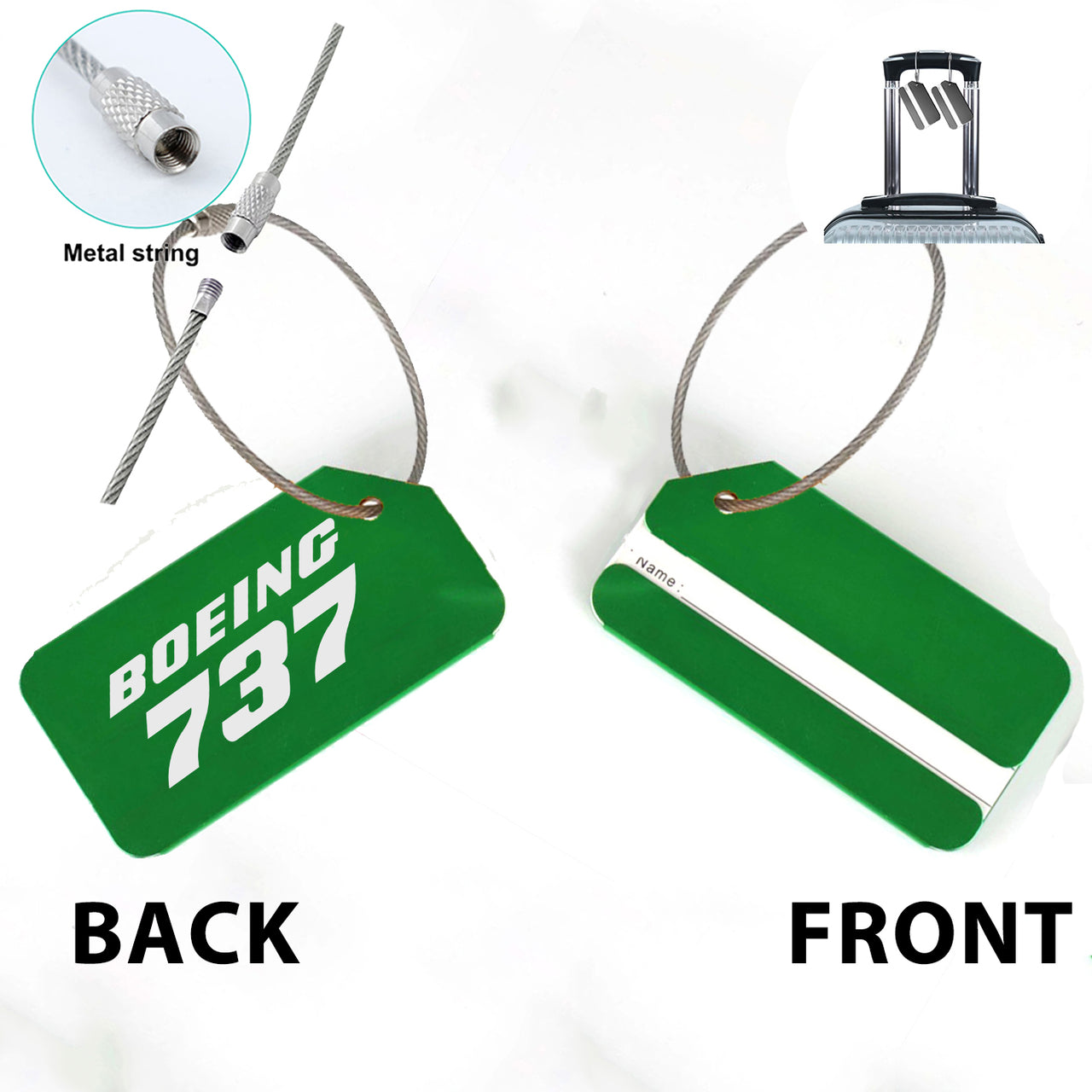 Boeing 737 & Text Designed Fashion Metal Luggage Tags