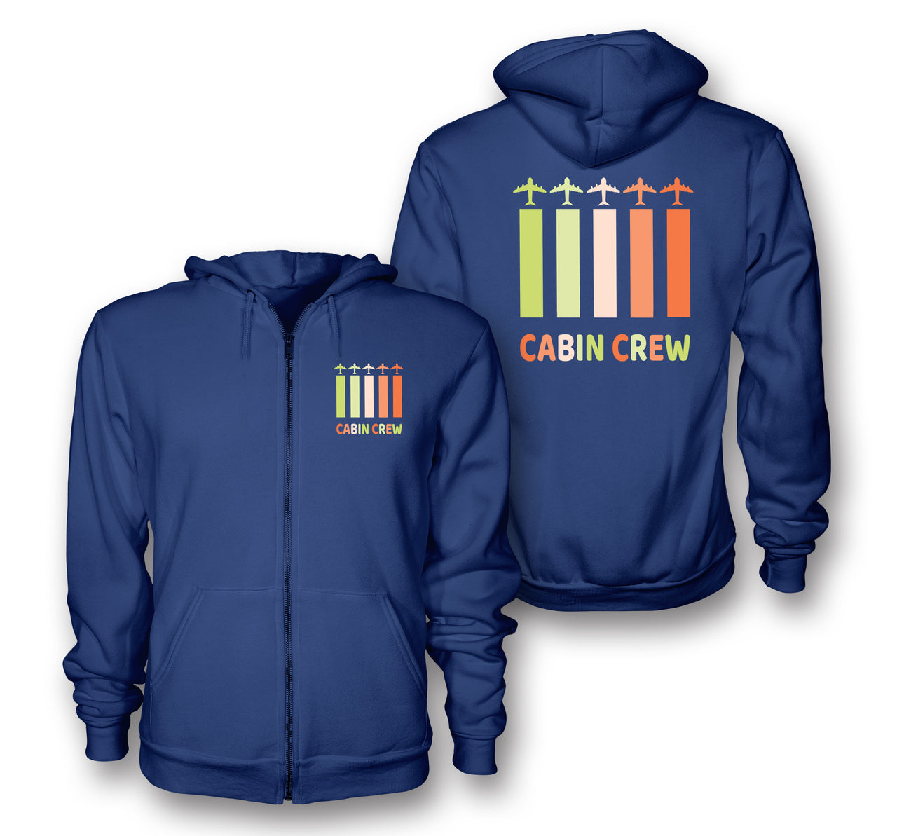 Colourful Cabin Crew Designed Zipped Hoodies