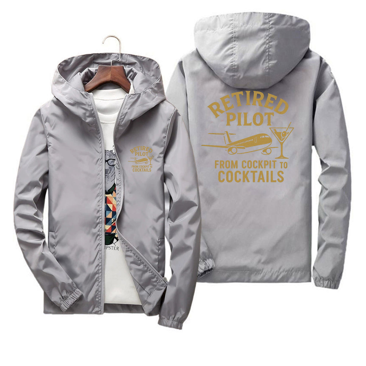 Retired Pilot & Coctails Designed Thin Windbreaker Jackets
