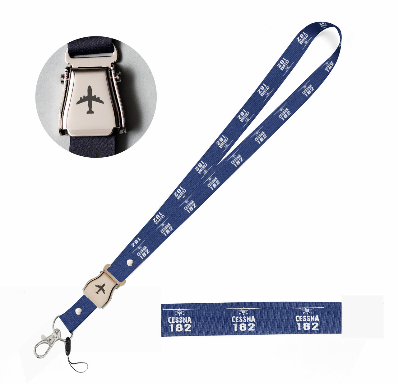 Cessna 182 & Plane Designed Airplane Seat Belt Detachable Lanyard & ID Holders