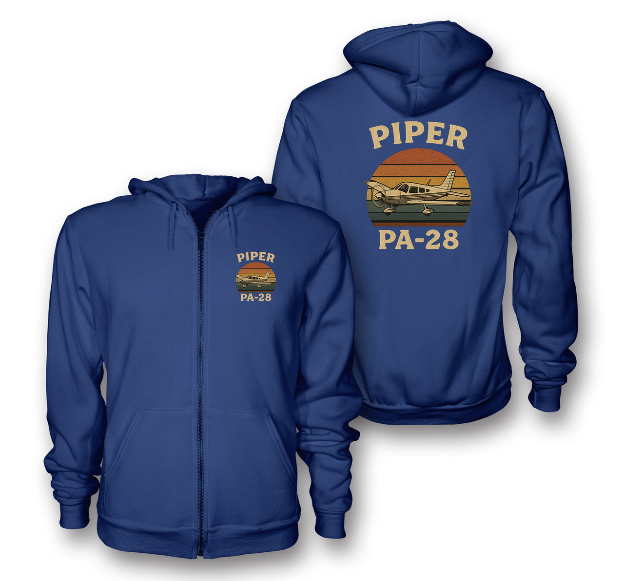 Retro Piper PA-28 Designed Zipped Hoodies