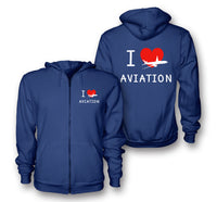 Thumbnail for I Love Aviation Designed Zipped Hoodies