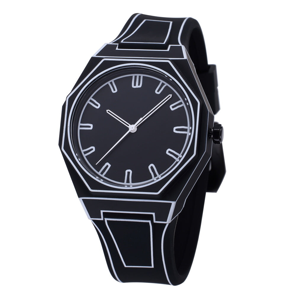 2D Comic Style Watches Black White Quartz Watch