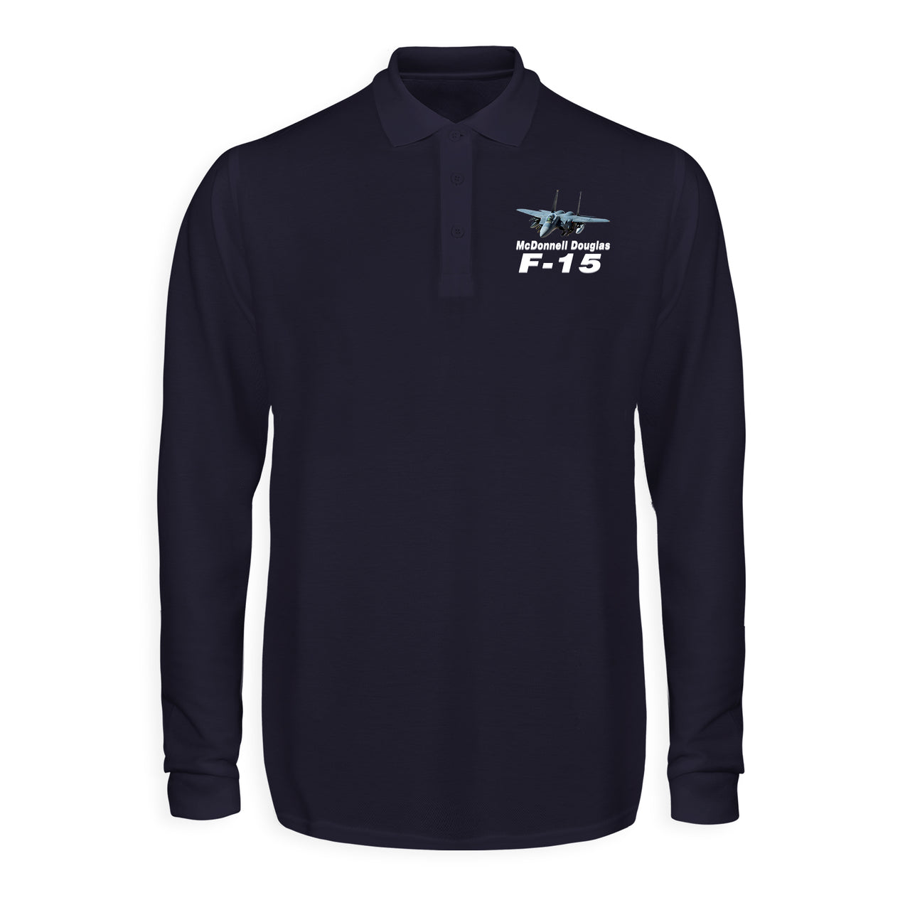 The McDonnell Douglas F15 Designed Long Sleeve Polo T-Shirts