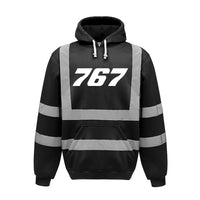 Thumbnail for 767 Flat Text Designed Reflective Hoodies