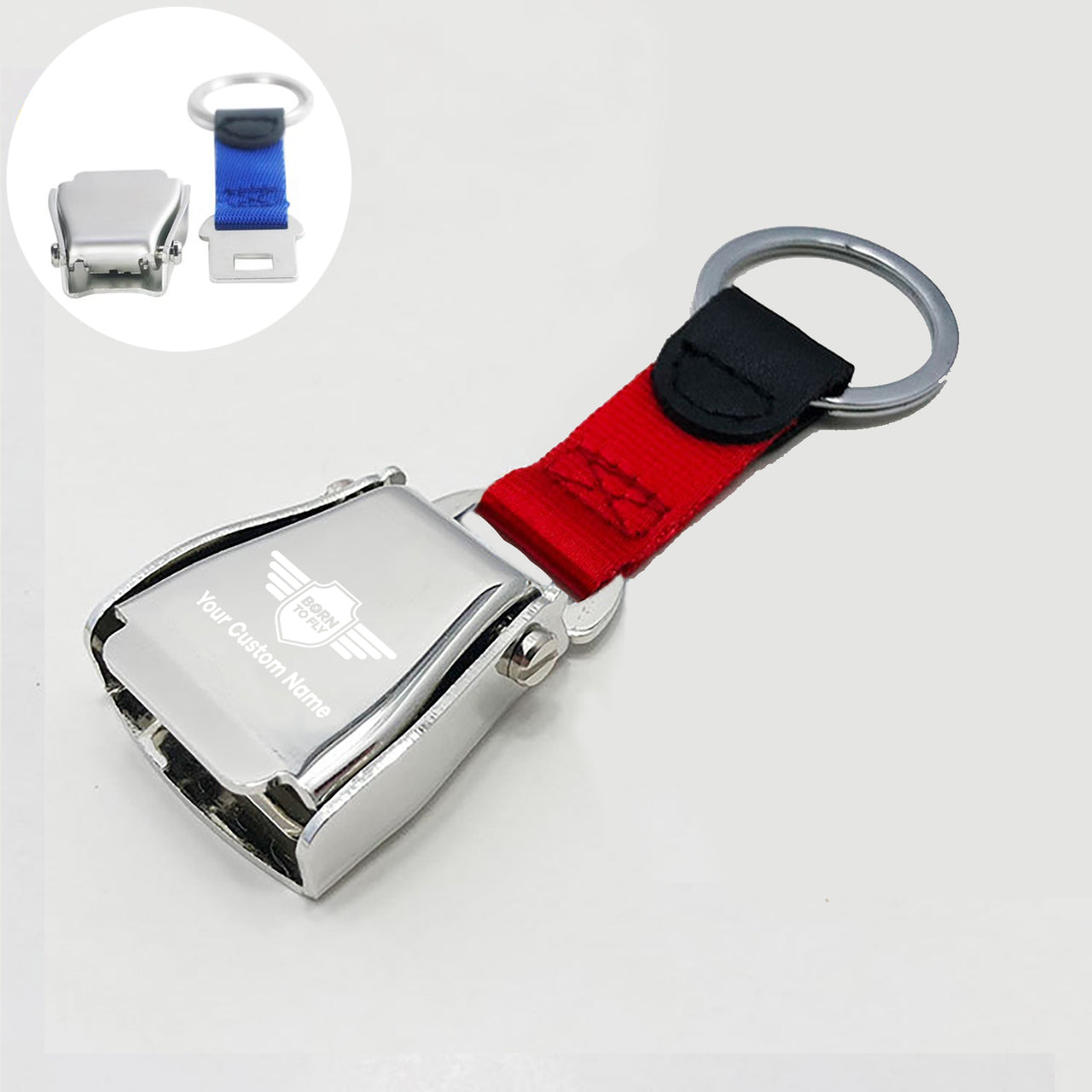 Custom Name Badge 5 Designed Airplane Seat Belt Key Chains Aviation Shop
