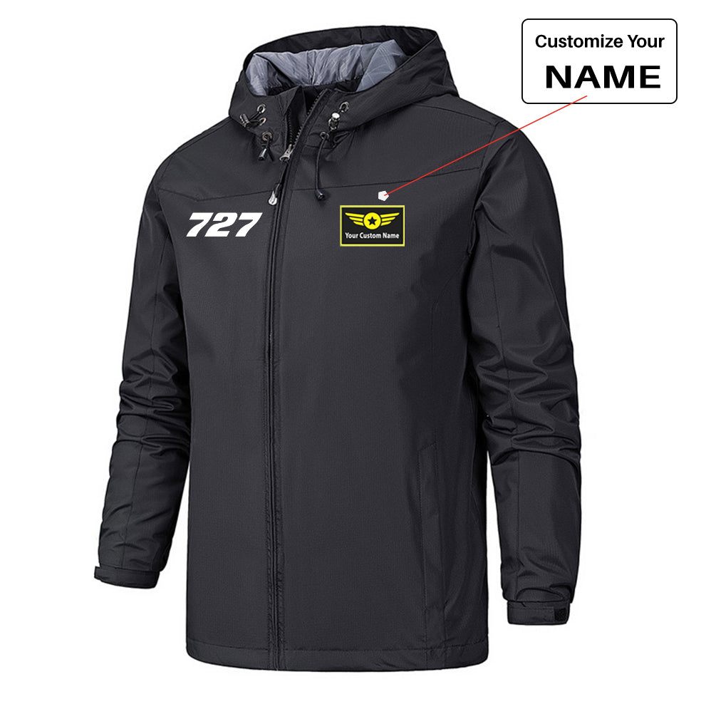 727 Flat Text Designed Rain Jackets & Windbreakers