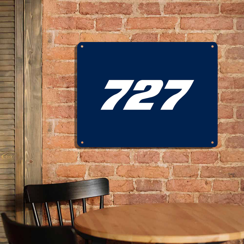 727 Flat Text Printed Metal Sign