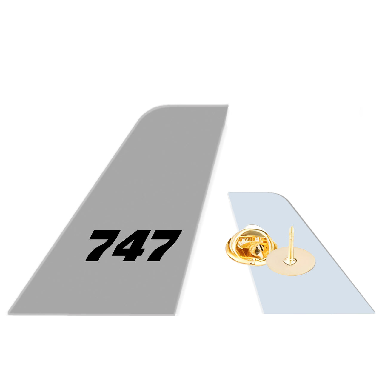 747 Flat Text Designed Tail Shape Badges & Pins