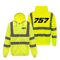 Thumbnail for 757 Flat Text Designed Reflective Zipped Hoodies