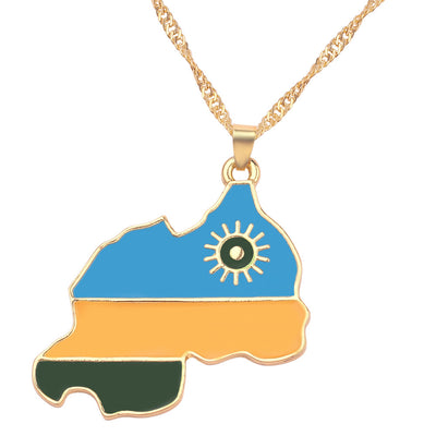 Rwanda Map Flag Necklace