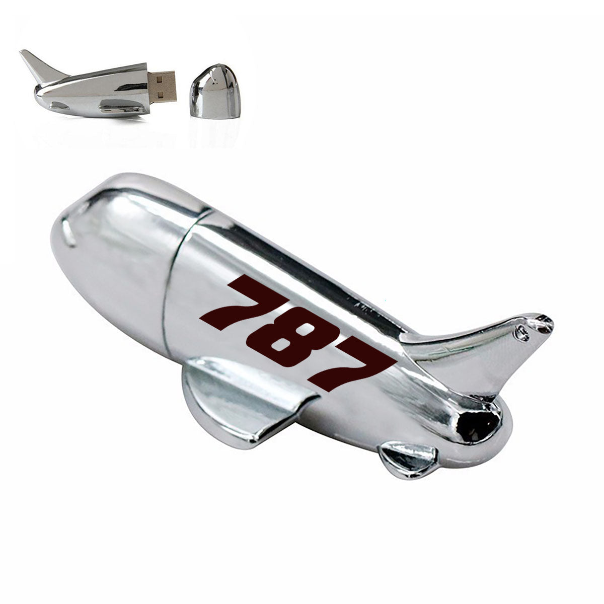 787 Flat Text Designed Airplane Shape USB Drives