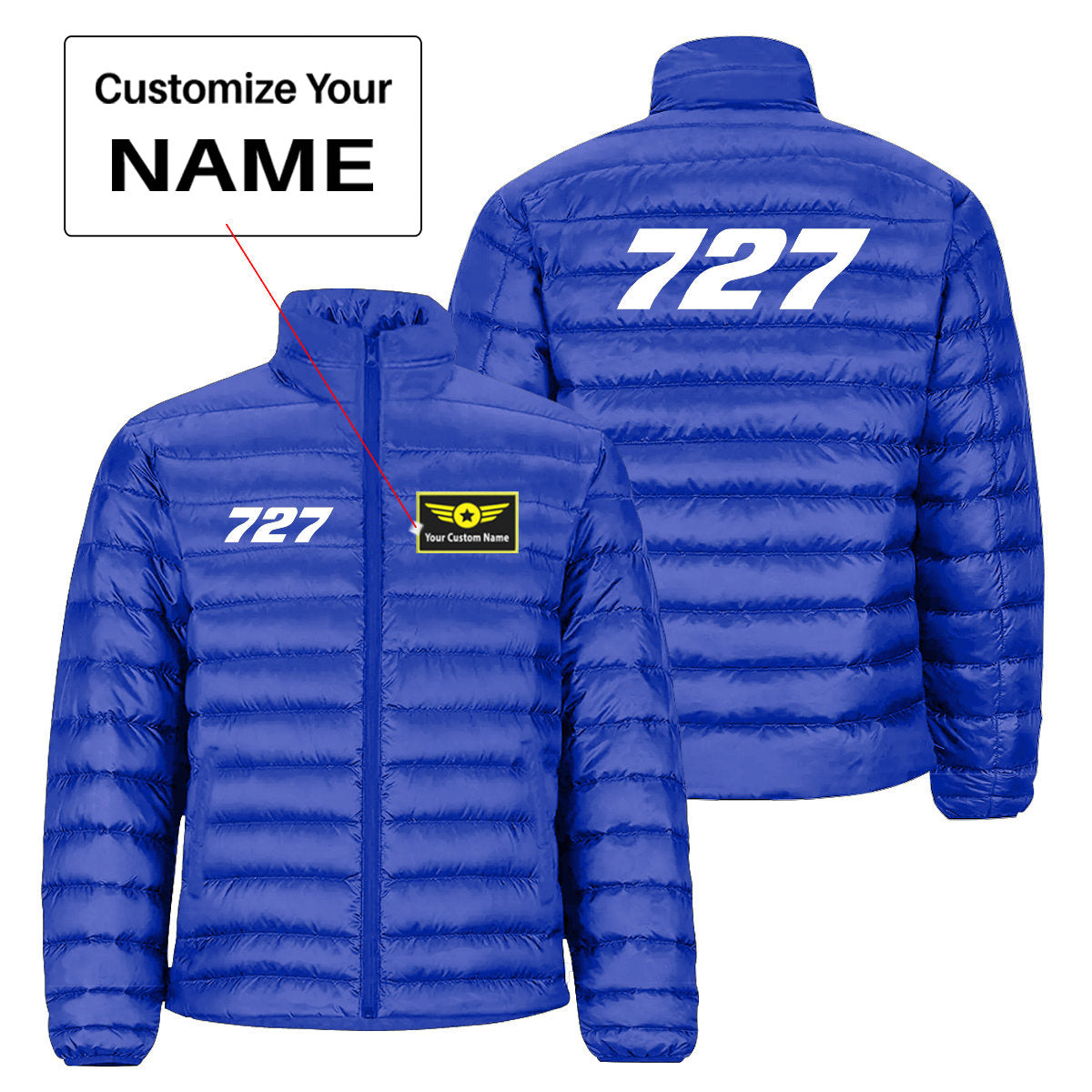 727 Flat Text Designed Padded Jackets