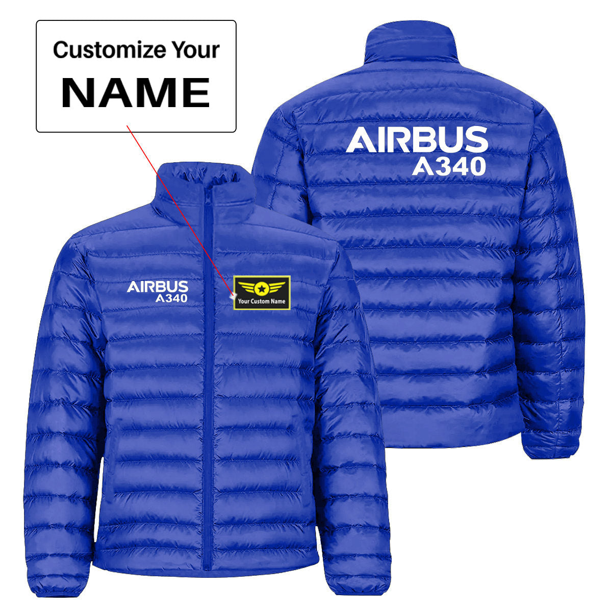 Airbus A340 & Text Designed Padded Jackets