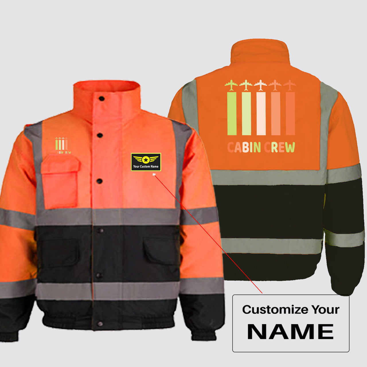 Colourful Cabin Crew Designed Reflective Winter Jackets